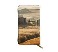 LKTPSKQRY Womens Wallet Leather Slim Wallet Long Card Holder Case Zip Clutch View of Typical Tuscany Landscape Travel Purse