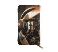 LKTPSKQRY Womens Wallet Leather Slim Wallet Long Card Holder Case Zip Clutch Vintage Aeroplane Propeller Travel Purse