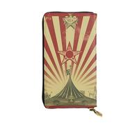 LKTPSKQRY Womens Wallet Leather Slim Wallet Long Card Holder Case Zip Clutch Vintage Circus Background Travel Purse