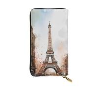 LKTPSKQRY Womens Wallet Leather Slim Wallet Long Card Holder Case Zip Clutch Watercolor Paris Travel Purse