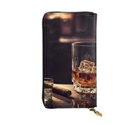 LKTPSKQRY Womens Wallet Leather Slim Wallet Long Card Holder Case Zip Clutch Whisky and Cigar Travel Purse
