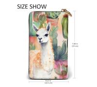 LKTPSKQRY Womens Wallet Leather Slim Wallet Long Card Holder Case Zip Clutch White Alpaca and Cactus Travel Purse