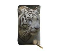 LKTPSKQRY Womens Wallet Leather Slim Wallet Long Card Holder Case Zip Clutch White Bengal Tiger Travel Purse