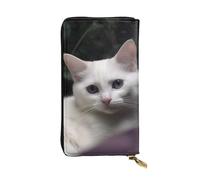LKTPSKQRY Womens Wallet Leather Slim Wallet Long Card Holder Case Zip Clutch White Cat Travel Purse