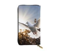 LKTPSKQRY Womens Wallet Leather Slim Wallet Long Card Holder Case Zip Clutch White Dove Flying in The Sun Travel Purse