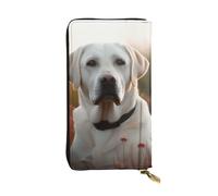 LKTPSKQRY Womens Wallet Leather Slim Wallet Long Card Holder Case Zip Clutch White Labrador Travel Purse