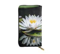 LKTPSKQRY Womens Wallet Leather Slim Wallet Long Card Holder Case Zip Clutch White Water Lily Travel Purse