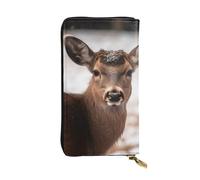 LKTPSKQRY Womens Wallet Leather Slim Wallet Long Card Holder Case Zip Clutch Wild Animals Deer Travel Purse