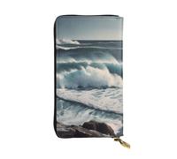 LKTPSKQRY Womens Wallet Leather Slim Wallet Long Card Holder Case Zip Clutch Wild Seas Travel Purse