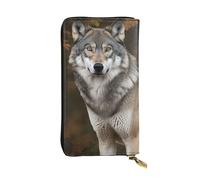 LKTPSKQRY Womens Wallet Leather Slim Wallet Long Card Holder Case Zip Clutch Wild Wild Gray Wolf Travel Purse