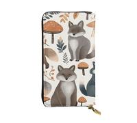 LKTPSKQRY Womens Wallet Leather Slim Wallet Long Card Holder Case Zip Clutch Woodland Raccoon Animals Travel Purse