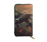 LKTPSKQRY Womens Wallet Leather Slim Wallet Long Card Holder Case Zip Clutch World War Aircraft Travel Purse