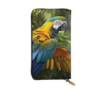 LKTPSKQRY Womens Wallet Leather Slim Wallet Long Card Holder Case Zip Clutch Yellow Wings Blue Parrot Travel Purse