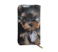 LKTPSKQRY Womens Wallet Leather Slim Wallet Long Card Holder Case Zip Clutch Yorkie Puppy Travel Purse