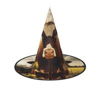 LKTPSKQRY Women's Witch Hat Oversized Witches Hats 3D Animal Brown Cow Halloween Wizard Hat Party Cosplay Costume Accessory