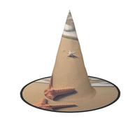 LKTPSKQRY Women's Witch Hat Oversized Witches Hats 3D Beautiful Starfish on Beach Sand Halloween Wizard Hat Party Cosplay Costume Accessory