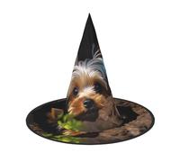 LKTPSKQRY Women's Witch Hat Oversized Witches Hats A little Yorkshire terrier Halloween Wizard Hat Party Cosplay Costume Accessory