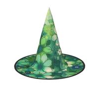 LKTPSKQRY Women's Witch Hat Oversized Witches Hats Abstract Seasonal Green Floral Halloween Wizard Hat Party Cosplay Costume Accessory