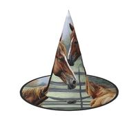 LKTPSKQRY Women's Witch Hat Oversized Witches Hats Animals Embroidery Paintings Horses Halloween Wizard Hat Party Cosplay Costume Accessory