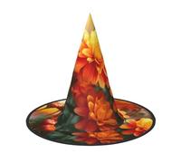 LKTPSKQRY Women's Witch Hat Oversized Witches Hats Autumn Flowers Halloween Wizard Hat Party Cosplay Costume Accessory