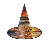 LKTPSKQRY Women's Witch Hat Oversized Witches Hats Beach Sunrise Halloween Wizard Hat Party Cosplay Costume Accessory