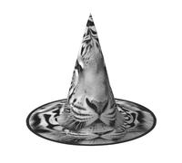 LKTPSKQRY Women's Witch Hat Oversized Witches Hats Black White Tiger Halloween Wizard Hat Party Cosplay Costume Accessory