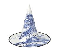 LKTPSKQRY Women's Witch Hat Oversized Witches Hats Blue and White Dragon Halloween Wizard Hat Party Cosplay Costume Accessory