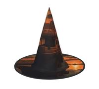 LKTPSKQRY Women's Witch Hat Oversized Witches Hats Boat at dusk Halloween Wizard Hat Party Cosplay Costume Accessory