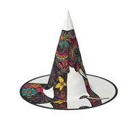 LKTPSKQRY Women's Witch Hat Oversized Witches Hats Bright Color Flower Elephant Halloween Wizard Hat Party Cosplay Costume Accessory
