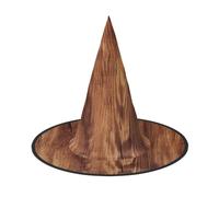 LKTPSKQRY Women's Witch Hat Oversized Witches Hats Brown Wood Grain Halloween Wizard Hat Party Cosplay Costume Accessory