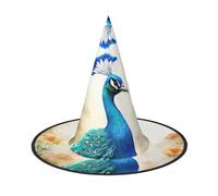LKTPSKQRY Women's Witch Hat Oversized Witches Hats Cartoon blue peacock Halloween Wizard Hat Party Cosplay Costume Accessory