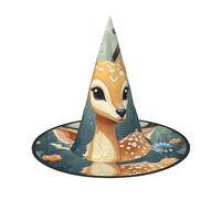 LKTPSKQRY Women's Witch Hat Oversized Witches Hats Cartoon Deer Flower Halloween Wizard Hat Party Cosplay Costume Accessory