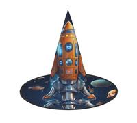 LKTPSKQRY Women's Witch Hat Oversized Witches Hats Cartoon Spaceship Rocket Halloween Wizard Hat Party Cosplay Costume Accessory