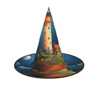 LKTPSKQRY Women's Witch Hat Oversized Witches Hats Catoon Whale Lighthouse Halloween Wizard Hat Party Cosplay Costume Accessory
