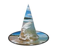LKTPSKQRY Women's Witch Hat Oversized Witches Hats Clear Sky Wave Beach Halloween Wizard Hat Party Cosplay Costume Accessory