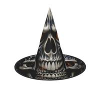 LKTPSKQRY Women's Witch Hat Oversized Witches Hats Cool Evil Skull Halloween Wizard Hat Party Cosplay Costume Accessory