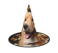 LKTPSKQRY Women's Witch Hat Oversized Witches Hats Cute Dog Animal Halloween Wizard Hat Party Cosplay Costume Accessory