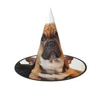 LKTPSKQRY Women's Witch Hat Oversized Witches Hats Cute French Bulldog Halloween Wizard Hat Party Cosplay Costume Accessory