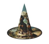 LKTPSKQRY Women's Witch Hat Oversized Witches Hats Dachshund Dog Bento Halloween Wizard Hat Party Cosplay Costume Accessory