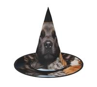 LKTPSKQRY Women's Witch Hat Oversized Witches Hats dog Sleeping with Bear Halloween Wizard Hat Party Cosplay Costume Accessory