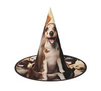 LKTPSKQRY Women's Witch Hat Oversized Witches Hats Dogs Happy Party Halloween Wizard Hat Party Cosplay Costume Accessory