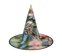 LKTPSKQRY Women's Witch Hat Oversized Witches Hats Dragonfly Insects Flowers Halloween Wizard Hat Party Cosplay Costume Accessory
