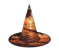 LKTPSKQRY Women's Witch Hat Oversized Witches Hats Dusk Tropical Beach Palm Halloween Wizard Hat Party Cosplay Costume Accessory