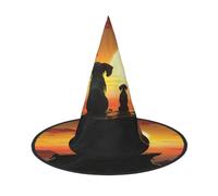 LKTPSKQRY Women's Witch Hat Oversized Witches Hats Elephant and Dog Watch The Sunset Halloween Wizard Hat Party Cosplay Costume Accessory
