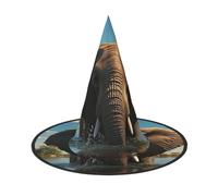 LKTPSKQRY Women's Witch Hat Oversized Witches Hats Elephant is Sitting in The Water Halloween Wizard Hat Party Cosplay Costume Accessory