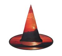 LKTPSKQRY Women's Witch Hat Oversized Witches Hats Fiery red sunset Halloween Wizard Hat Party Cosplay Costume Accessory