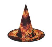LKTPSKQRY Women's Witch Hat Oversized Witches Hats Fire Flowers and Heart Halloween Wizard Hat Party Cosplay Costume Accessory