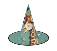 LKTPSKQRY Women's Witch Hat Oversized Witches Hats Giraffe with flowers Halloween Wizard Hat Party Cosplay Costume Accessory