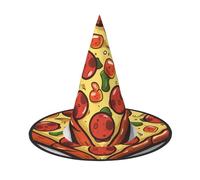 LKTPSKQRY Women's Witch Hat Oversized Witches Hats I Love Pizza Heart Halloween Wizard Hat Party Cosplay Costume Accessory
