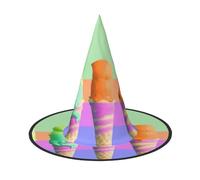 LKTPSKQRY Women's Witch Hat Oversized Witches Hats Ice cream rainbow gradient Halloween Wizard Hat Party Cosplay Costume Accessory